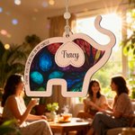 Personlig Elegant Elephant Stained Glass Effect akryl solfanger ornament med navn Hjemmedekorasjon Vennskap Bursdagsgave til beste venninne
