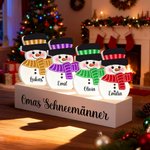 Personalisierte Schneemann Tischdeko mit Holzsockel Namen Weihnachtsdeko Weihnachtsgeschenk für Familie Großeltern