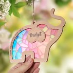 Personlig Elegant Elephant Stained Glass Effect akryl solfanger ornament med navn Hjemmedekorasjon Vennskap Bursdagsgave til beste venninne