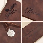 Taccuino ad anelli in pelle PU personalizzato con fiore nome e testo regalo di compleanno o festività per appassionati di scrittura