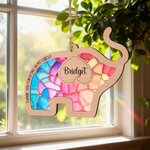Personlig Elegant Elephant Stained Glass Effect akryl solfanger ornament med navn Hjemmedekorasjon Vennskap Bursdagsgave til beste venninne