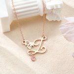 Personalizada Mariposa Inicial Birthstone Collar Dainty Joyería Cumpleaños Aniversario Regalo de Navidad para las mujeres