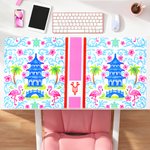 Spersonalizowana podkładka pod mysz Chinoiserie Flamingo Podkładka pod mysz na biurko z inicjałami Akcesoria komputerowe Powrót do szkoły Prezent urodzinowy dla przyjaciół i współpracowników