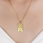 Personalized Engraved Rectangle and Heart Shaped Pet Portrait Photo Necklace with Text Pet Memorial Birthday Gift for Pet Lover Owner