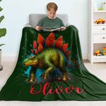 Personalisierte Dinosaurier Decke mit Namen Weiche Wohndecke Haus Deko Geburtstag Geschenk für Jungen Mädchen Dino-Fans