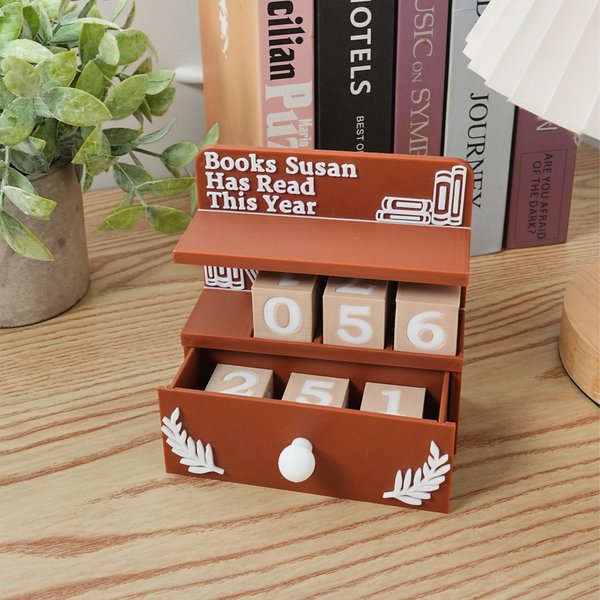 Personalised 3D Printed Miniature Drawer Bookcase Reading Tracking Decoration with Name Bookshelf Decor Birthday Reading Gift for Bookworms