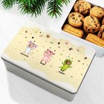 Boîte à Biscuits en Métal Alimentaire Personnalisée avec 1 à 6 Animaux de Dessin Animé Photos et Noms Cadeau Noël pour Enfants Famille