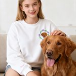 Personalised Pet Face Photo Birth Flower Soft T-shirt Sweatshirt Hoodie with Embroidered Name Birthday Gift for Pet Lovers