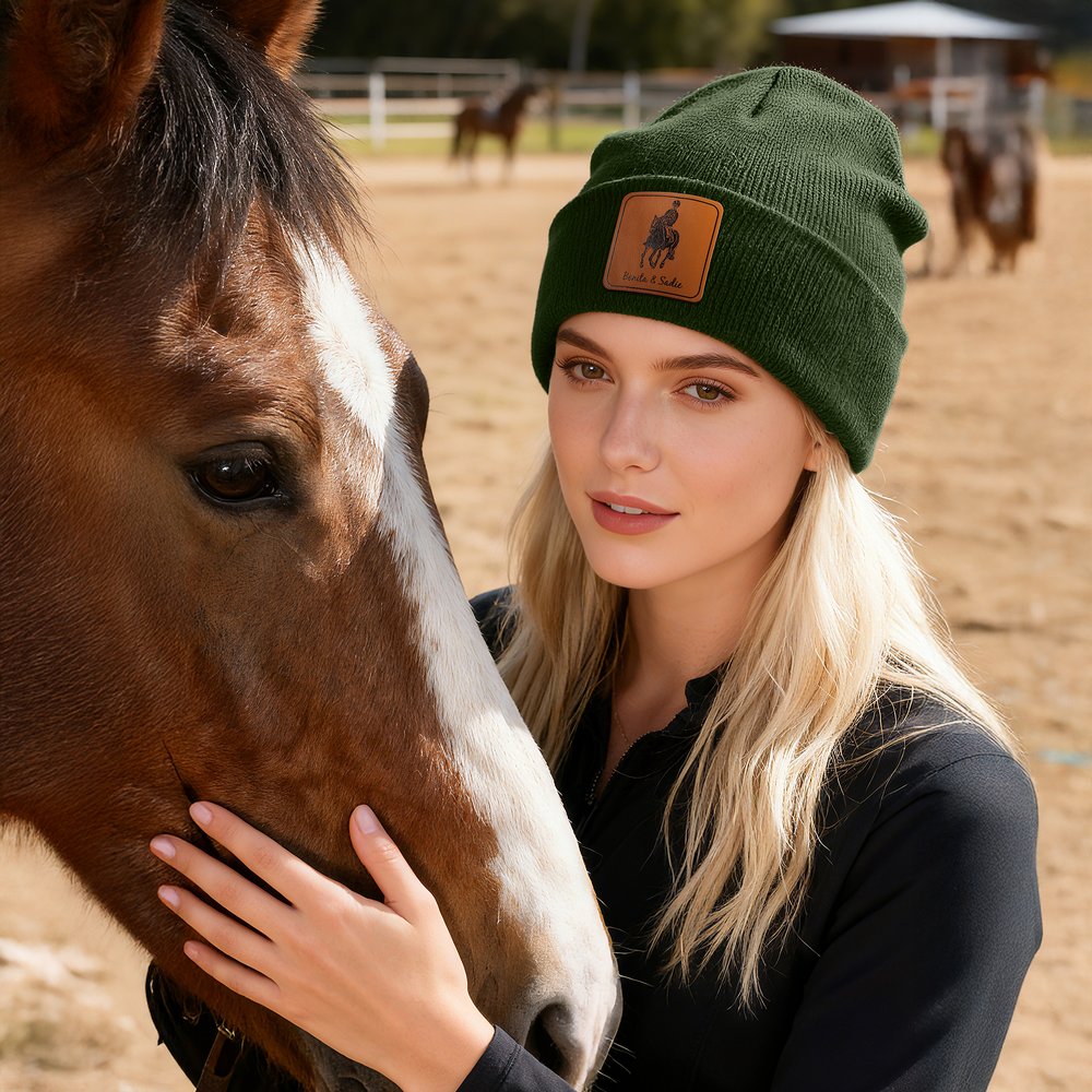 Personalized Multicolour Horse Photo Knitted Beanie Hat with Name Daily Accessories Birthday Gift for Horse Lovers Riders 6