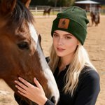 Personalized Multicolour Horse Photo Knitted Beanie Hat with Name Daily Accessories Birthday Gift for Horse Lovers Riders 6