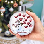 Personalized 1-14 Paw Prints Hearts Snowman Crystal Ball Shaped Ornament with Names and Text Tree Home Decor Merry Christmas Gift for Family Friends
