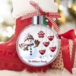 Personalized 1-14 Paw Prints Hearts Snowman Crystal Ball Shaped Ornament with Names and Text Tree Home Decor Merry Christmas Gift for Family Friends