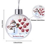 Personalized 1-14 Paw Prints Hearts Snowman Crystal Ball Shaped Ornament with Names and Text Tree Home Decor Merry Christmas Gift for Family Friends