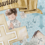 Spersonalizowany koc na Pierwszą Komunię Świętą z tekstem Urodziny Chrzest Religijny prezent dla chłopców i dziewczynek