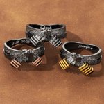 Personalizado Arte Marcial Cinturón Negro Dan Rayas Anillo con texto grabado Equipo Belt Raking Regalo para Karate BJJ Taekwondo Aikido Lover