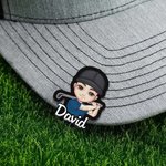 Clip magnético para gorra personalizado con tema de golf personaje de dibujos animados y nombre regalo de cumpleaños para jugadores de golf