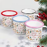 Personalized Gingerbread Man Christmas Tree Reindeer 12 oz Multicolour Rim Enamel Mug with Name Christmas Party Gift for Kids