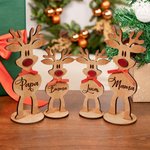 Gepersonaliseerde Houten Rode Neus Rendier Kerst Tafeldecoratie met Naam Feest Decoratie voor Thuis Kerstcadeau voor Familie en Kinderen