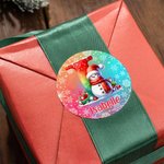 Autocollants Imperméables Multicolores Personnalisés avec Nom et Initiale Motif Renne et Père Noël Mignons Cadeaux Noël pour Enfants et Famille