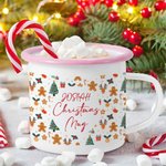 Personalized Gingerbread Man Christmas Tree Reindeer 12 oz Multicolour Rim Enamel Mug with Name Christmas Party Gift for Kids