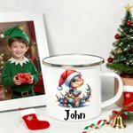 Personalized Cute Lighting Cartoon Dinosaur 12 oz Enamel Cup with Name Birthday Christmas Gift for Kids Dinosaur Lovers