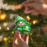 Personlig flerfärgad söt snögubbe julprydnad med namn julgran heminredning present till vänner familj