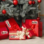 Gepersonaliseerde Waterdichte Kerststickers met Kerstman en Rendier met Naam voor Cadeauversiering en Kerstfeestjes voor Familie en Vrienden
