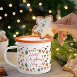 Personalized Gingerbread Man Christmas Tree Reindeer 12 oz Multicolour Rim Enamel Mug with Name Christmas Party Gift for Kids