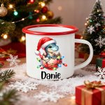 Personalized Cute Lighting Cartoon Dinosaur 12 oz Enamel Cup with Name Birthday Christmas Gift for Kids Dinosaur Lovers