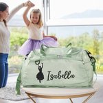 Borsa da viaggio personalizzata con modello glitterato impermeabile con scomparto per scarpe e tracolla regalo di compleanno per appassionati di danza