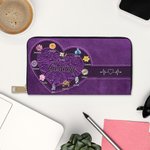 Personalised Retro Pattern Birth Flower Waterproof PU Leather Women's Wallet with 1-12 Names and Zipper Birthday Mother's Day Gift for Mom Grandma