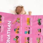 Coperta personalizzata per camion da cantiere con nome - Regalo di lancio per bambini in morbida flanella anti-pilling