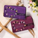 Personalised Retro Pattern Birth Flower Waterproof PU Leather Women's Wallet with 1-12 Names and Zipper Birthday Mother's Day Gift for Mom Grandma