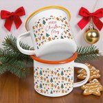 Personalized Gingerbread Man Christmas Tree Reindeer 12 oz Multicolour Rim Enamel Mug with Name Christmas Party Gift for Kids