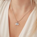 Personalised Camera Birthstone Dual Photo Locket Necklace Dainty Jewellery Birthday Anniversary Gift for Mom Woman