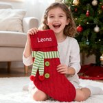 Personalised Scarf Button Christmas Stocking with Name Home Decor Christmas Gift for Kids Friends Family