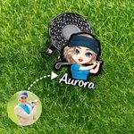 Clip magnético para gorra personalizado con tema de golf personaje de dibujos animados y nombre regalo de cumpleaños para jugadores de golf