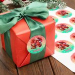 Autocollants Imperméables Multicolores Personnalisés avec Nom et Initiale Motif Renne et Père Noël Mignons Cadeaux Noël pour Enfants et Famille