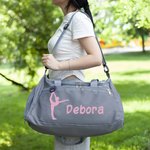 Borsa da viaggio personalizzata con modello glitterato impermeabile con scomparto per scarpe e tracolla regalo di compleanno per appassionati di danza