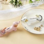 Personalizada Dachshund Perro de cerámica Trinket Plato Anillo Titular con texto Cumpleaños Boda Aniversario de regalo para las mujeres comprometidas Parejas