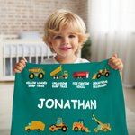 Coperta personalizzata per camion da cantiere con nome - Regalo di lancio per bambini in morbida flanella anti-pilling