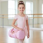Bolsa grande personalizada con rayas temática de bailarina y nombre con correa de hombro regalo de cumpleaños para niñas y amantes de la danza