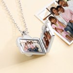 Personalised Camera Birthstone Dual Photo Locket Necklace Dainty Jewellery Birthday Anniversary Gift for Mom Woman