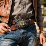 Personalisierte Cool Vintage Cowboy-Thema Brief Gürtelschnalle Geburtstag Jahrestag Geschenk für Western-Liebhaber Cowboy Cowgirl