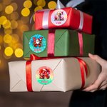 Autocollants Imperméables Multicolores Personnalisés avec Nom et Initiale Motif Renne et Père Noël Mignons Cadeaux Noël pour Enfants et Famille
