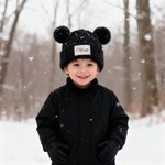 Chapeau de bonnet de fourrure à oreilles d'ours avec broderie du nom Cadeau de douche de bébé pour bébé et enfant en bas âge