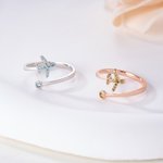 Anillo Personalizado Ajustable Avión con Piedra de Cumpleaños Joyería Delicada Regalo de Cumpleaños y Navidad para Mujeres Pilotos Entusiastas de la Aviación