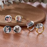 Anello personalizzato con foto e incisione del nome sulla banda interna Gioielli della memoria Regalo quotidiano di compleanno per la famiglia, la coppia e il proprietario dell'animale domestico