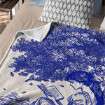 Personalisierte Toile De Jouy Stil Ein Mädchen, das wirklich liebte Bücher Cartoon-Charakter weiche Decke mit Namen Home Decor Geburtstagsgeschenk für Buchliebhaber