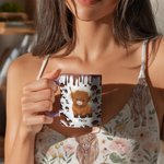 Personlig söt höglandsko keramisk kaffekopp med namn och underlägg perfekt födelsedagspresent för höglandsko älskare